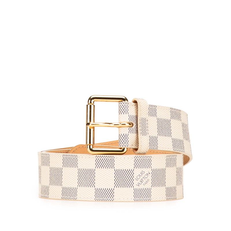 ルイ ヴィトン ダミエ アズール サンチュール ベルト サイズ 85|34 M9835 ホワイト PVC レザー レディース LOUIS VUITTON 214-11782