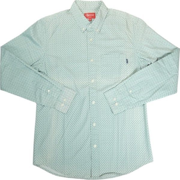 Size M SUPREME シュプリーム コットンボタンダウン長袖シャツ ミント -非常に良い 20819121