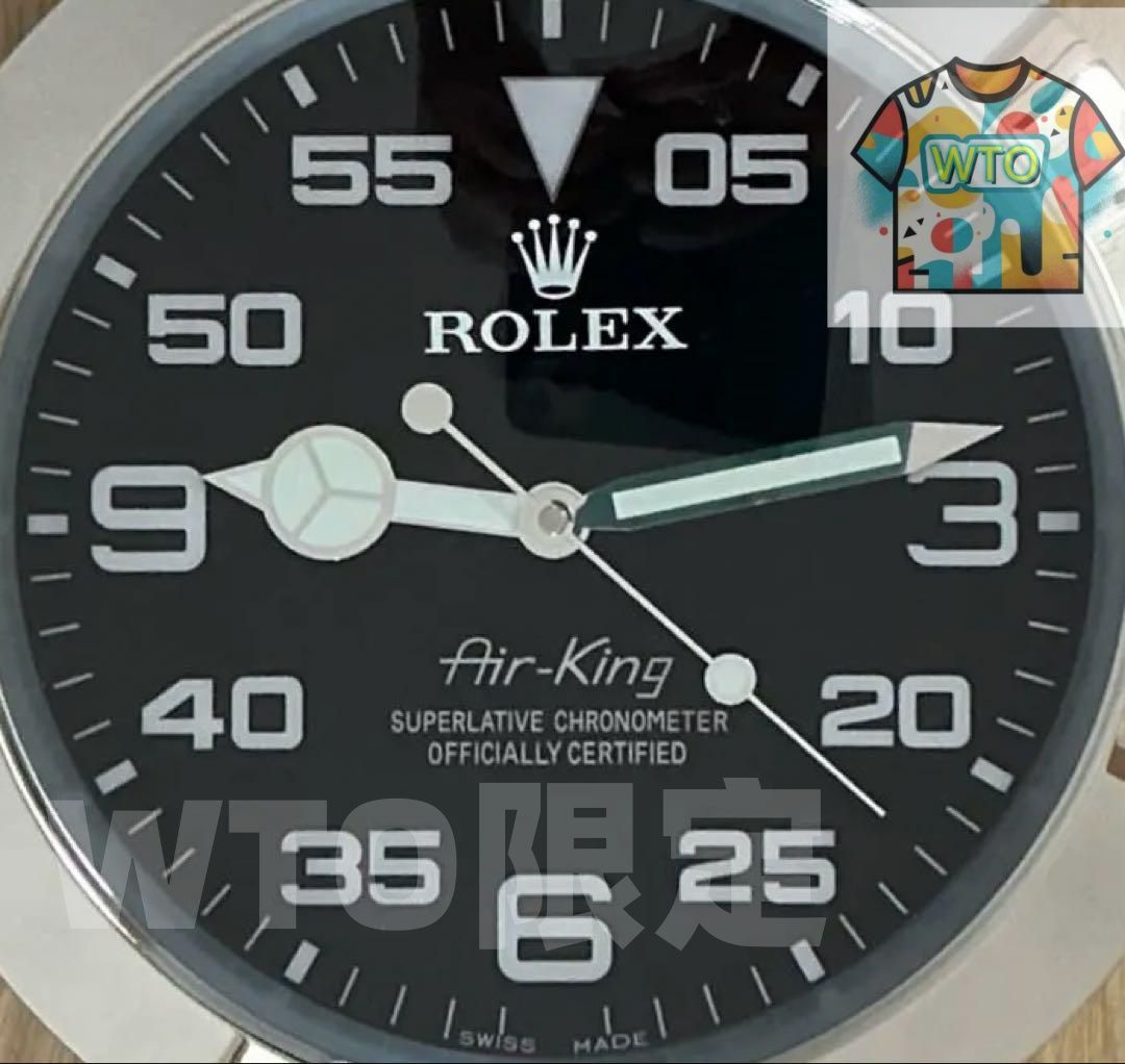 海外販促品 新品 ROLEX掛け時計 エアキング シルバー/ブラック