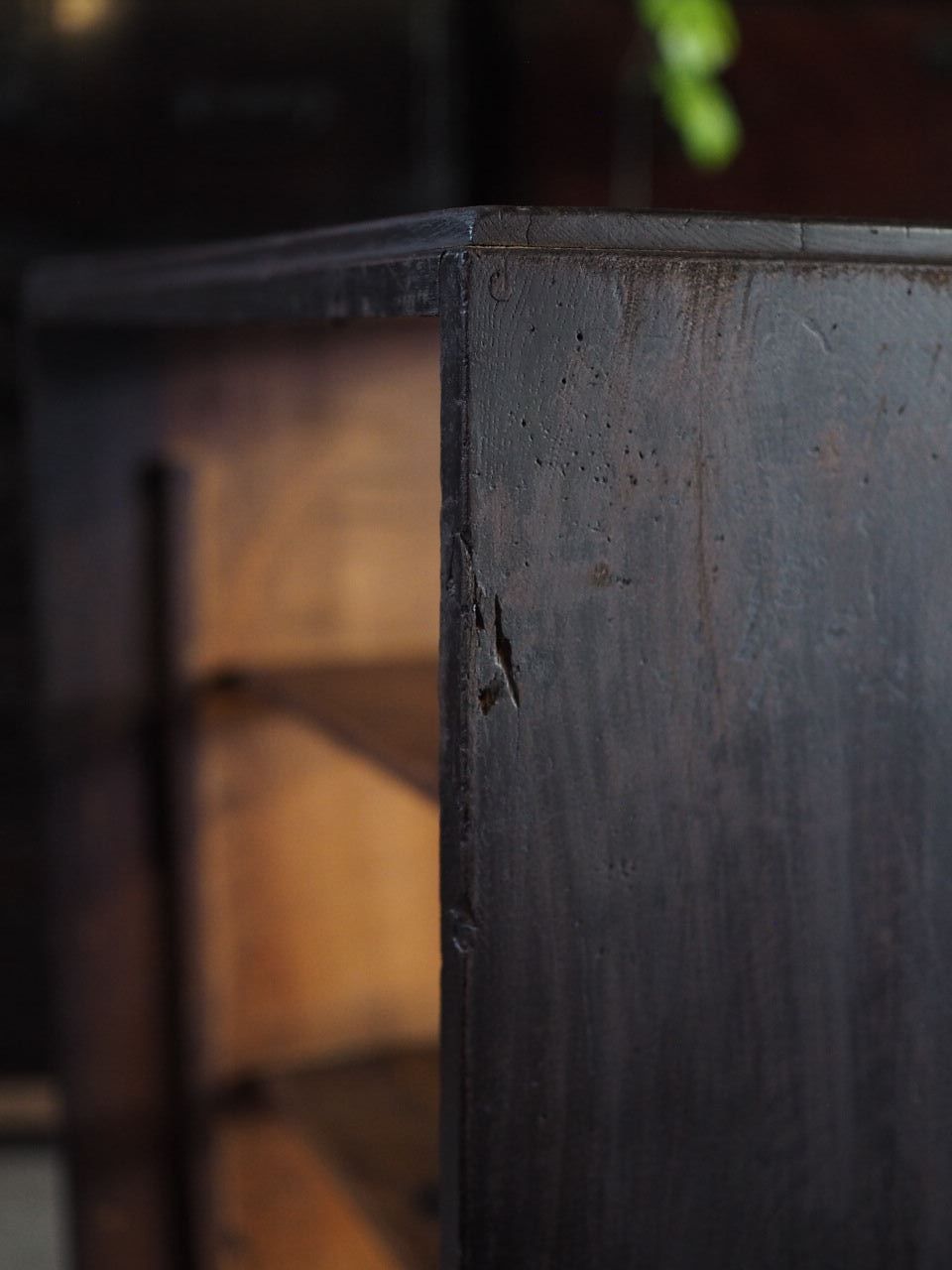 アンティーク飾り棚 背面ガラスリメイク