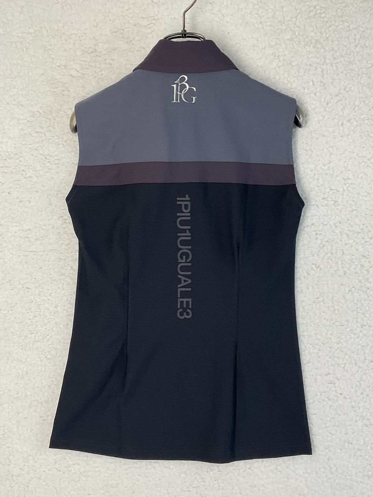 GOLF 1 ブラック×ライトグレー×チャコールグレー ボーダーノースリーブポロシャツ