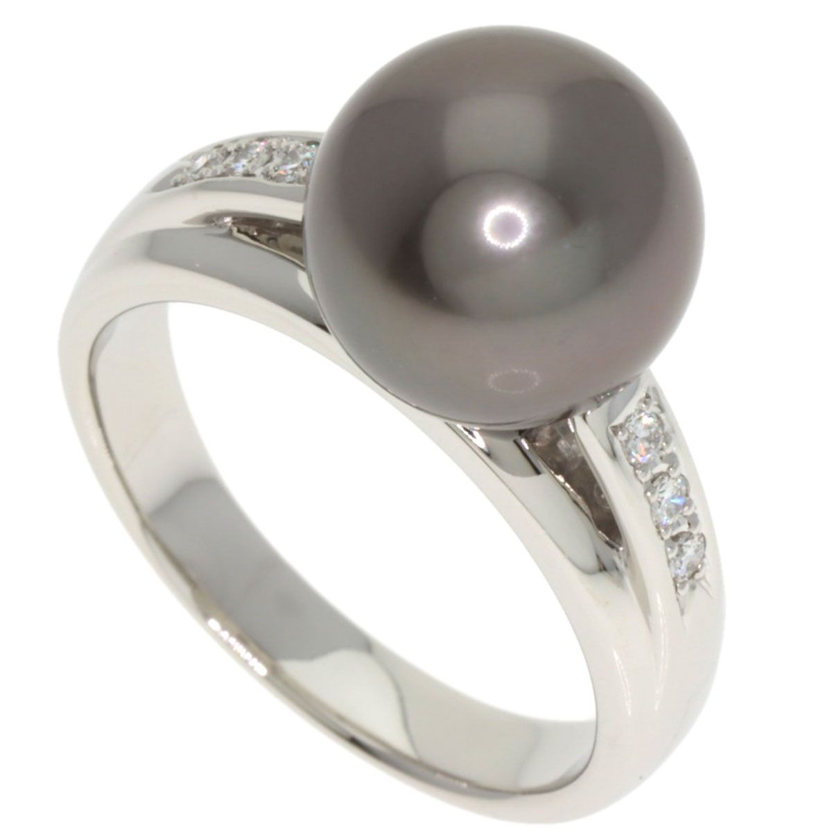 TASAKI タサキ 黒蝶パール 真珠 ダイヤモンド リング 指輪 PT900 レディース