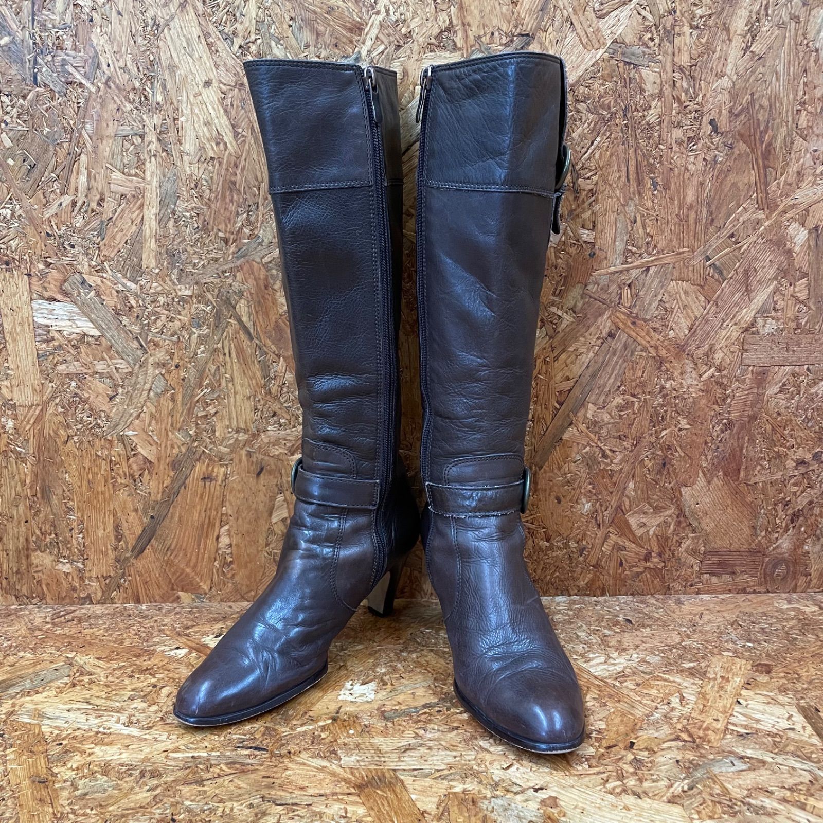 日本製 Rebecca Taylor ロングブーツ 23.0cm ブラウン レザー レベッカ 