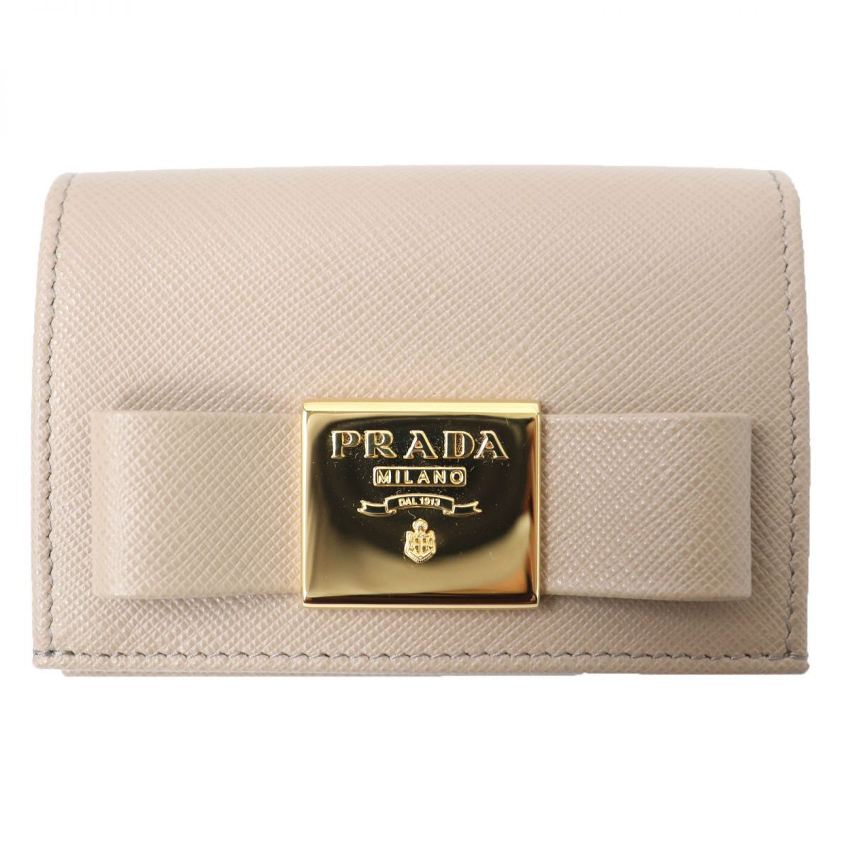 未使用品☆PRADA プラダ 1MC945 ロゴ金具・リボンモチーフ付き