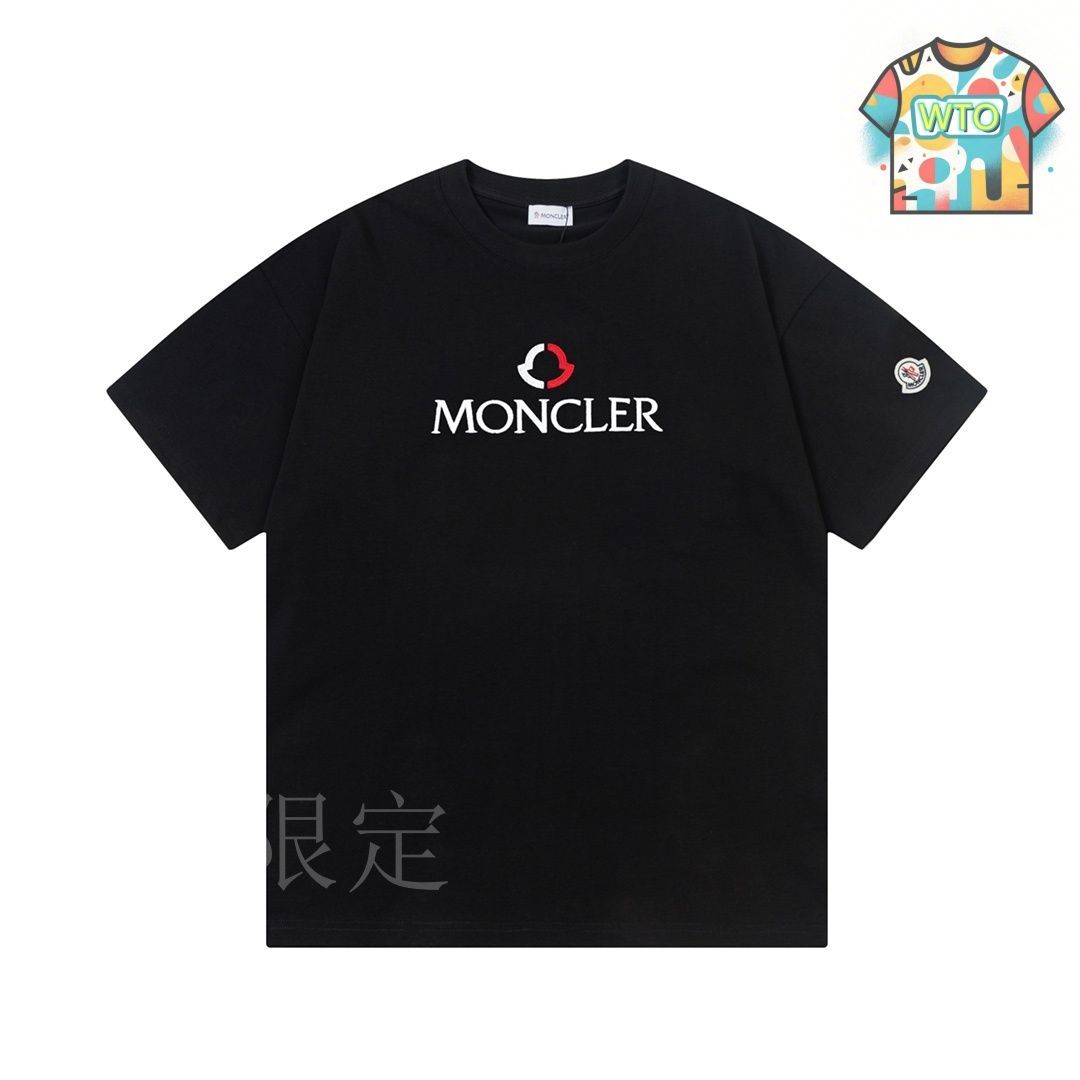 Moncler ロゴ刺繍 ブラック Tシャツ MONCLER ブラック ロゴ刺繍 Tシャツ T