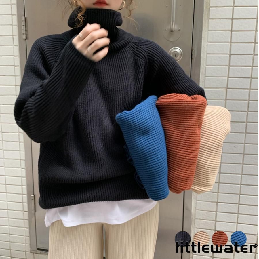 タートルネック セーター ハイネック 長袖 レディース 秋冬 リブ ニット プルオーバー 防寒 ゆったり 伸縮