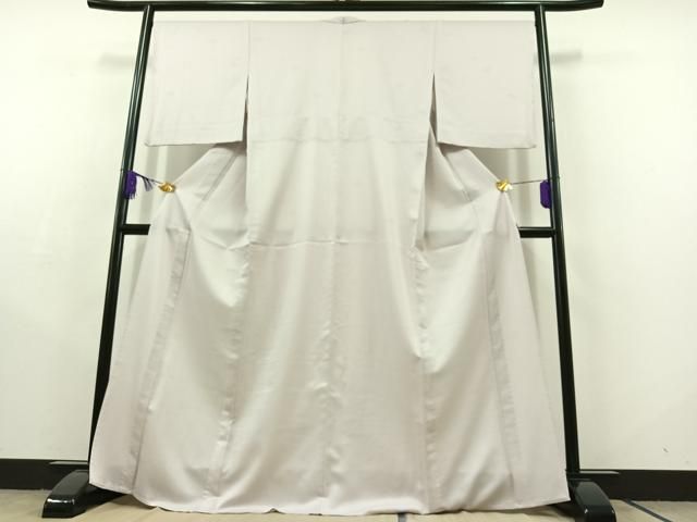 平和屋着物▽上質な色無地 単衣 花菱地紋 桜鼠色 正絹 AABC2230jh