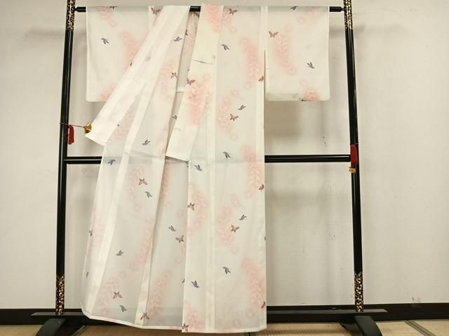 平和屋着物▽小紋　単衣　舞蝶文　洗える着物　AAAZ1636fy 平和屋着物▽小紋 単衣 舞蝶文 洗える着物 AAAZ1636fy