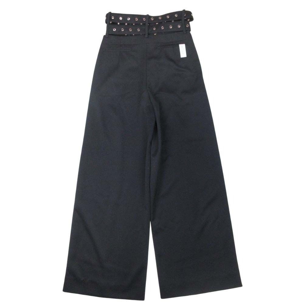 rokh ロク DOUBLE BELT DETAILED TROUSERS ダブルベルト パンツ トラウザーズ スラックス ワイド 38 黒 ブラック レディース 古着