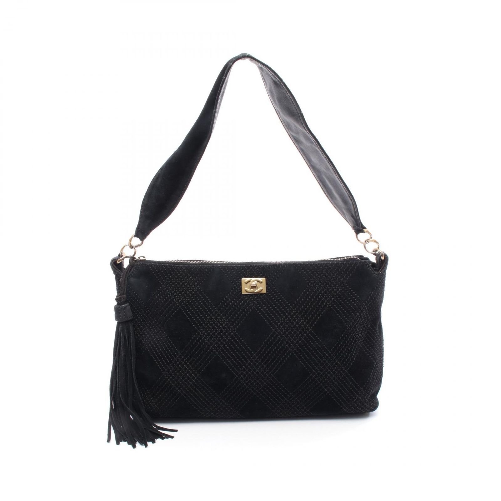 シャネル CHANEL ショルダーバッグ ブラック スウェード ショルダーバッグ レディース Used B
