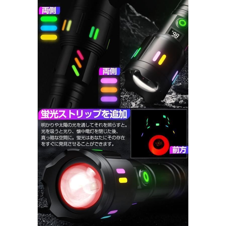 ディジタル電気量 懐中電灯 led 強力 軍用 最強 750000ルーメン 超高輝度 明るい ペンライト Type-C USB充電式 ledライト 9000M 超長遠射 防水 作業灯