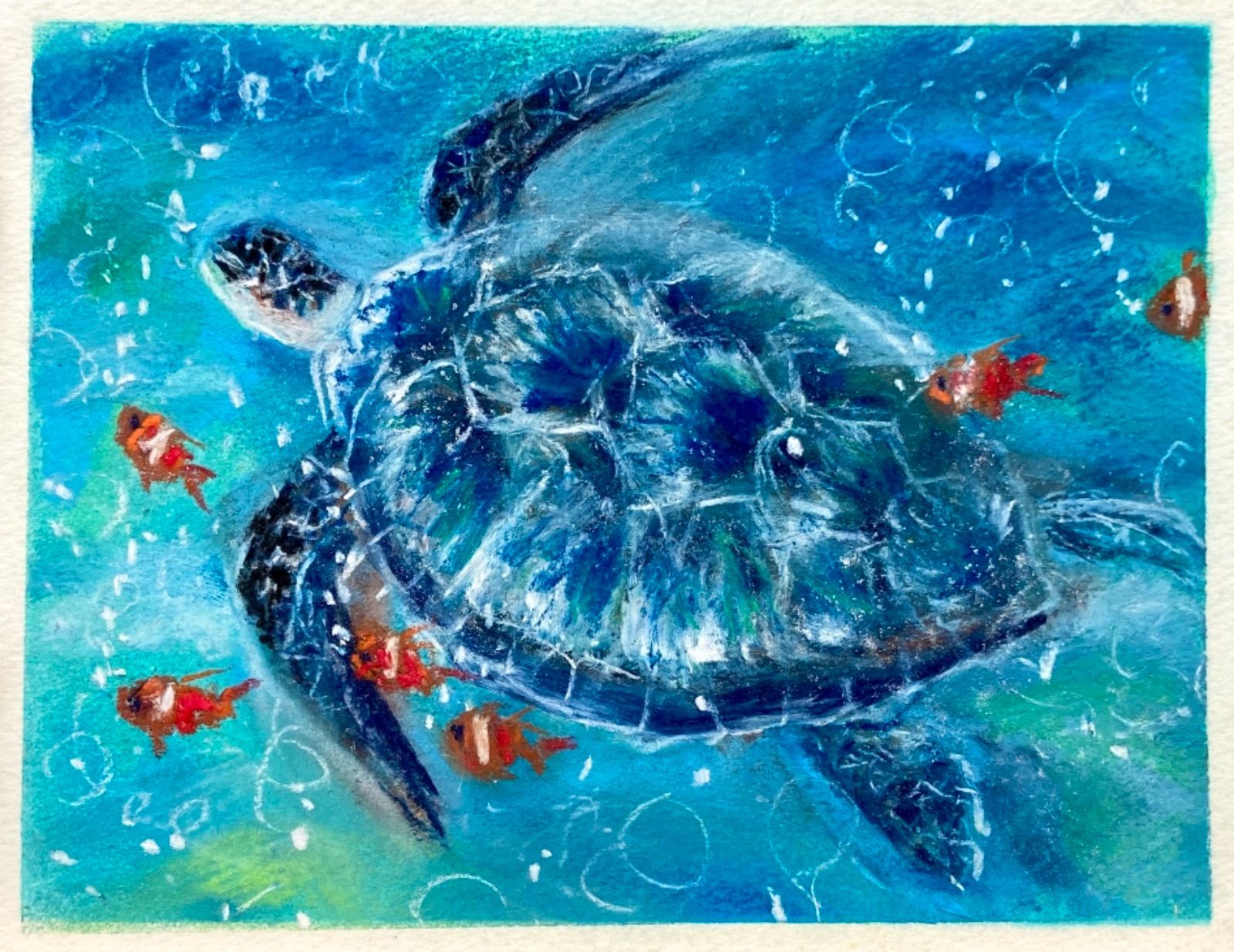 パステル　海 海の豊かさ パステル画