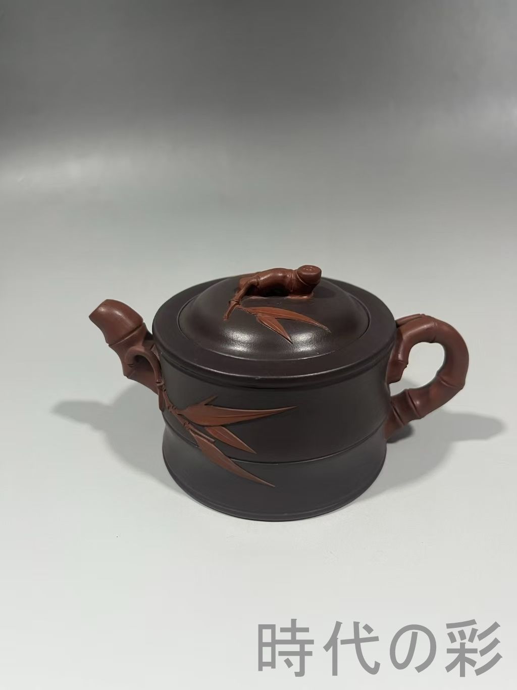 中国古美術 中国宜興 紫砂壺 竹節壺 底款 顧景舟 原鉱紫泥 急須 茶壺 煎茶道具 唐物 茶銚 在銘 時代陶器 收藏品 R07101810