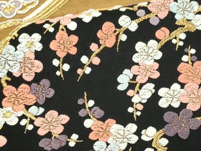 平和屋着物▽六通柄袋帯 唐織 草花文 金糸 正絹 逸品 DAAU6504sf
