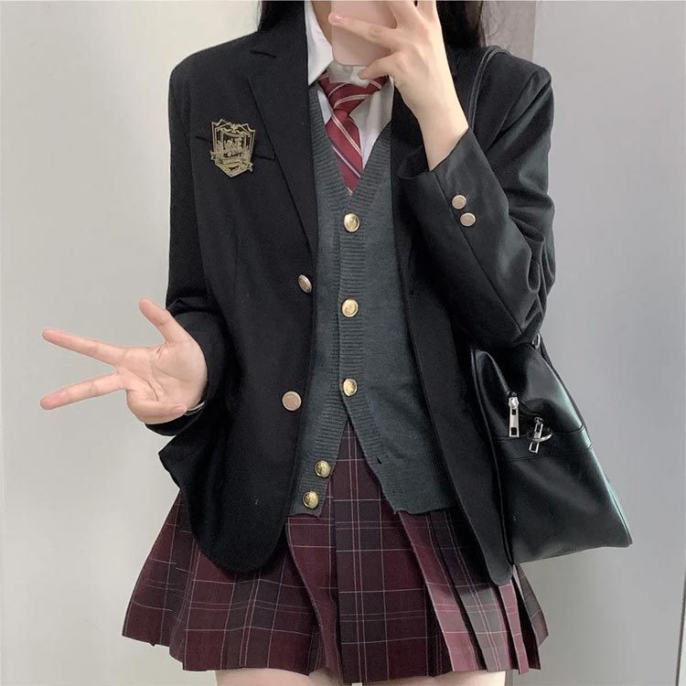 ブレザー スカート ベスト 女子高生 制服 5点セット 学生服 女子高生 ネクタイ シャツ 高校制服 チェック柄 入学 スクールブレザー  スリムフィット 学生制服 スクール コスプレ衣装 卒業式スーツ#conne596829 - メルカリ