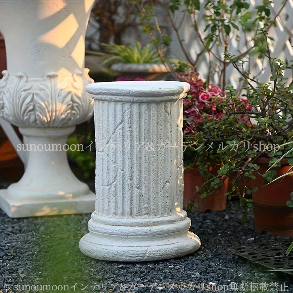 ガーデンオブジェ ホワイト お洒落 ローマ風柱 ガーデニング ディスプレイ ガーデン 雑貨 インテリア レトロ ガーデン雑貨 樹脂 庭の装飾 4-7 おしゃれ ガーデンインテリア ヴィンテージ調