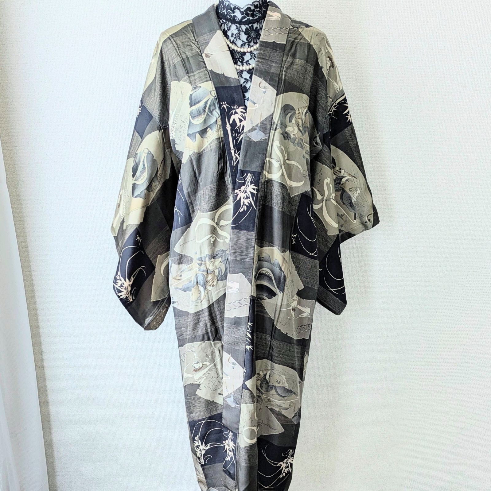 平和屋着物▽羽織 スリーシーズン 春夏秋 塵除け 横段文 正絹