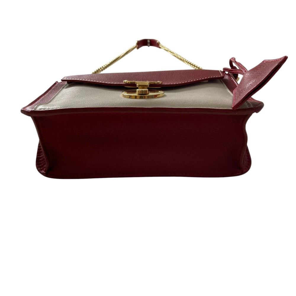 美品 CELINE セリーヌ バイカラー レザー チェーンショルダー