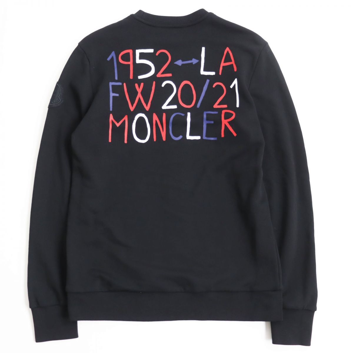 極美品●2020年製 MONCLER GENIUS モンクレールジーニアス 2 ロゴワッペン/バックプリント付き スウェット/トレーナー ブラック M 正規品