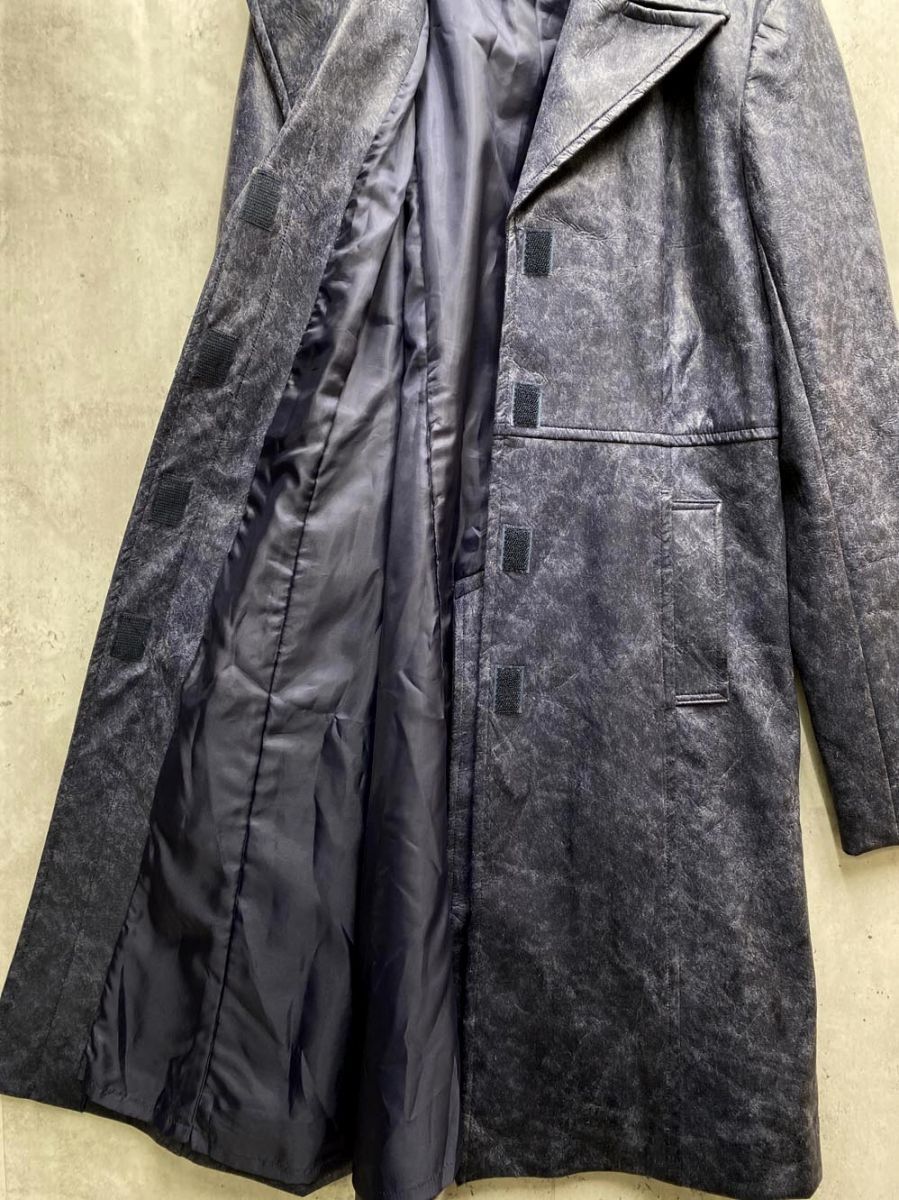 新品 XOXO フェイクレザー コート sizeM/青 ◇□レディース