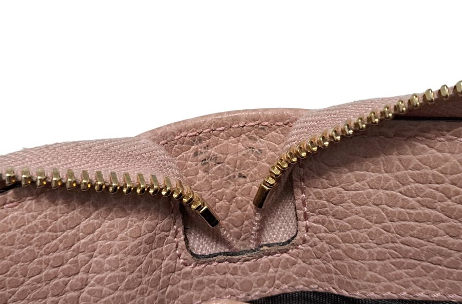 グッチ ラウンドファスナー 長財布 GGキャンバス ベージュGG ピンク