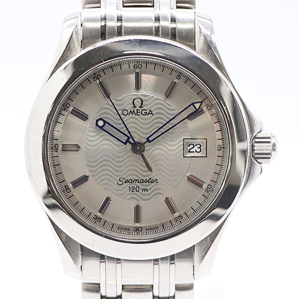 デッドストック級 稼働 オメガ シーマスター 120 56468345 QZ シルバー文字盤 メンズ腕時計 5540700 10NBT KMR ABC16824