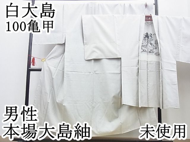 30%off 男性 本場大島紬 白大島 100亀甲 ロング丈 アンサンブル 4n-zb0500