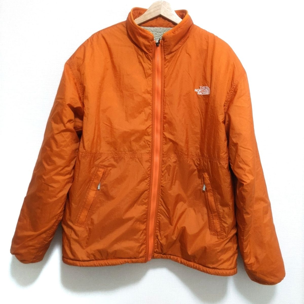 THE NORTH FACE(ノースフェイス) ブルゾン サイズL メンズ美品 - ベージュ×オレンジ 長袖/リバーシブル/ジップアップ/春/秋 -  メルカリ