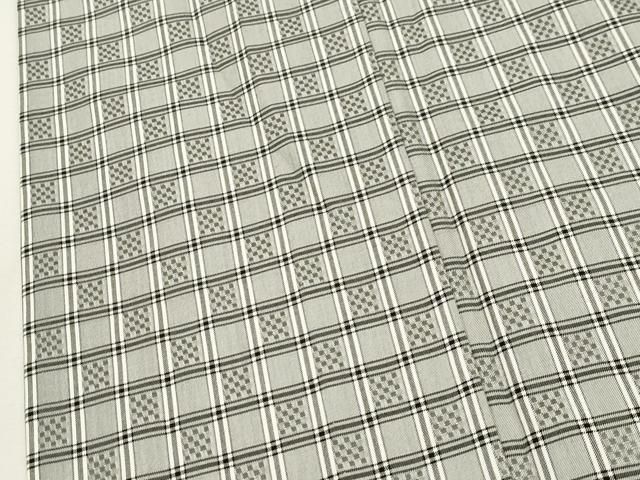 平和屋着物▽上質な紬 単衣 花織 市松文様 正絹 逸品 CAAV3694dy  