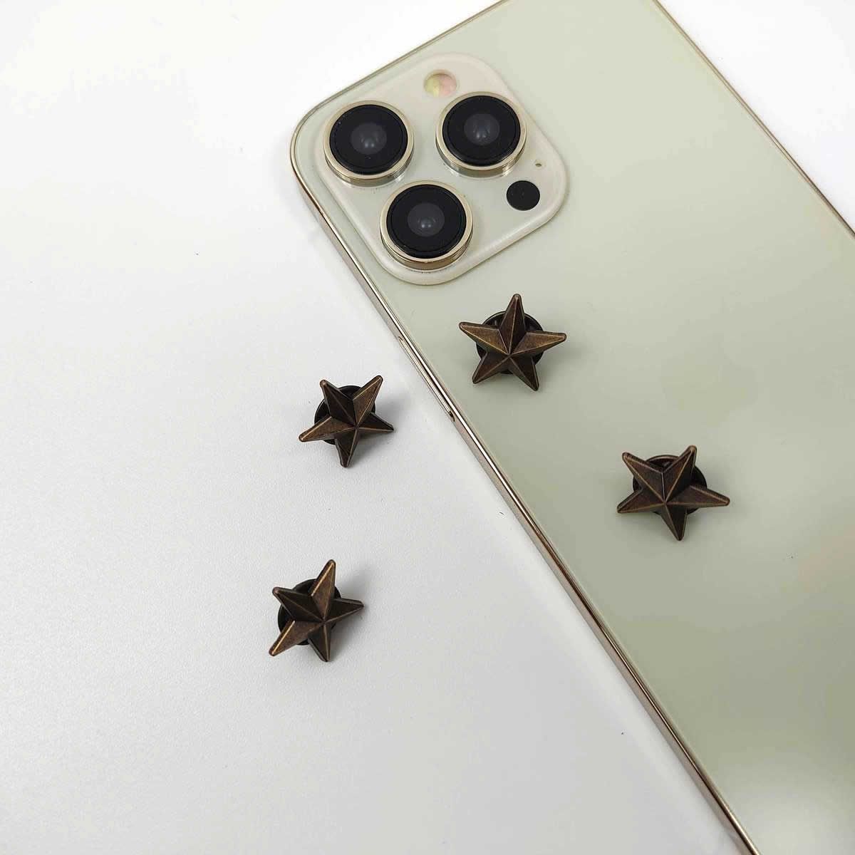星 五角形 ピンバッジ 4個セット ピンズ 立体 アンティーク調 銅
