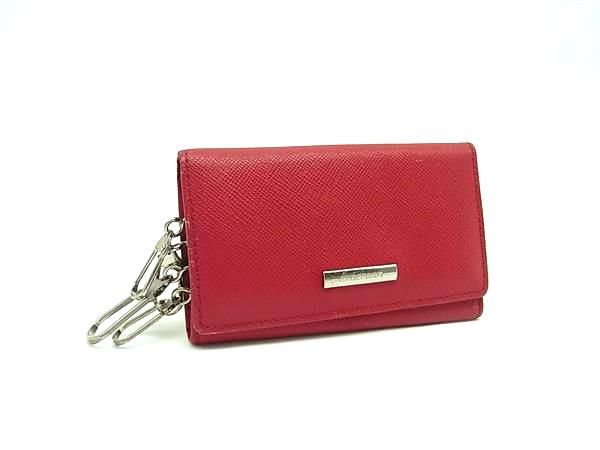 BURBERRY バーバリー レザー 4連 キーケース 鍵入れ レディース レッド