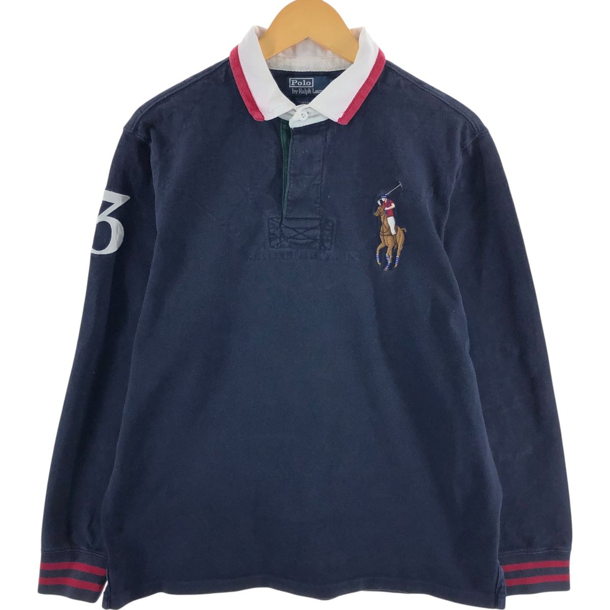 古着 ラルフローレン Ralph Lauren POLO by Ralph Lauren CUSTOM FIT ビッグポニー 長袖 ラガーシャツ メンズL相当|eaa541434