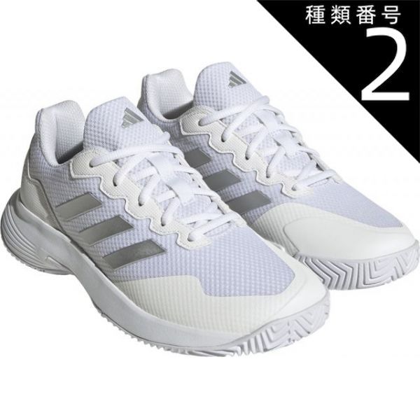 種類2：ﾌｯﾄｳｪｱWHT/SL/225(4066748165421) adidas(アディダス) HQ8476 33＿GAMECOURT2W GameCourt 2 W