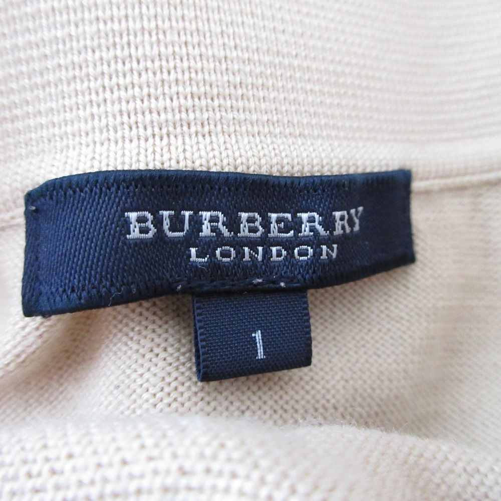 美品 BURBERRY LONDON バーバリーロンドン ロングスリーブ スキッパー ニットポロシャツ カットソー 1 ベージュ レディース 古着 中古 BURBERRY 美品 LONDON バーバリーロンドン ロングスリーブ