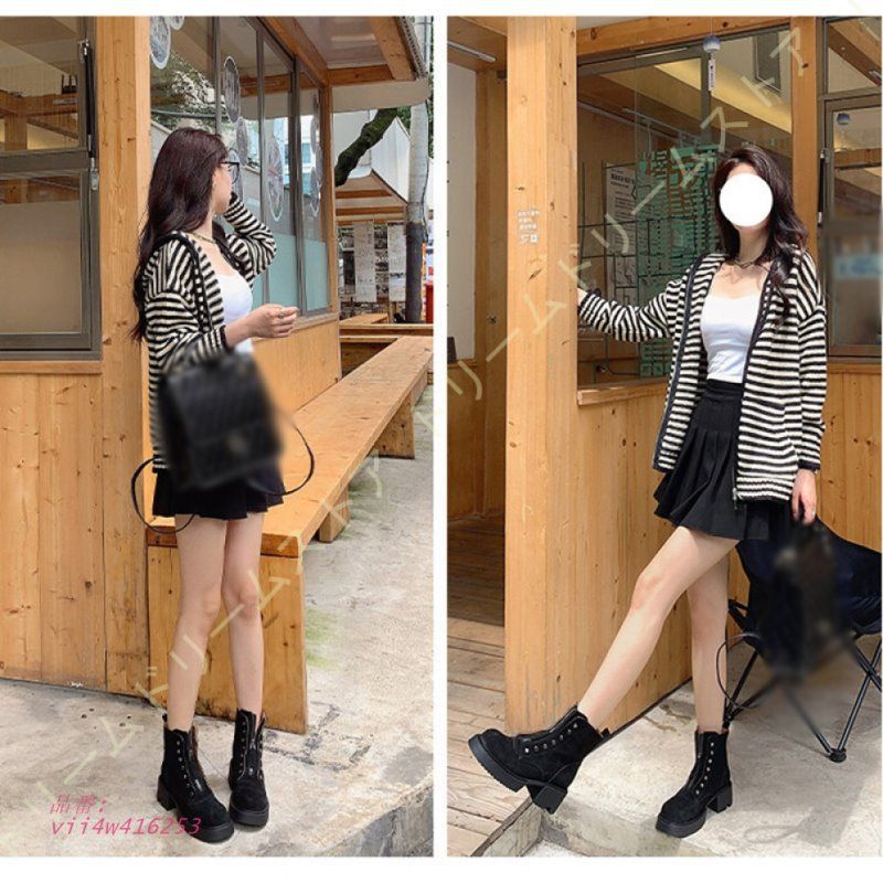  ブーツ ショートブーツ フロントジップ 厚底ソール レディース プラットフォーム 牛革スエード ジップアップ アンクル丈 厚底靴 フロントジッパー レザー 衣装 vii 4 w 416253 ロングブーツ ブーツ