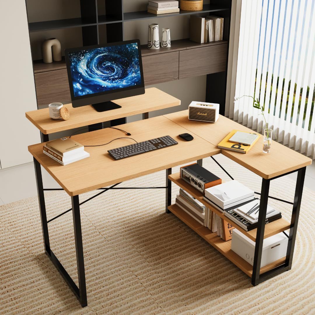 数量 パソコンデスク 学習机 勉強机 computer Merytes desk ゲーミングデスクワークデスクL字デスク 棚 付き pc 省スペース 組立簡単 pcデスク