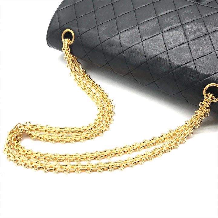 美品 CHANEL シャネル ココマーク マトラッセ ラムスキン チェーン
