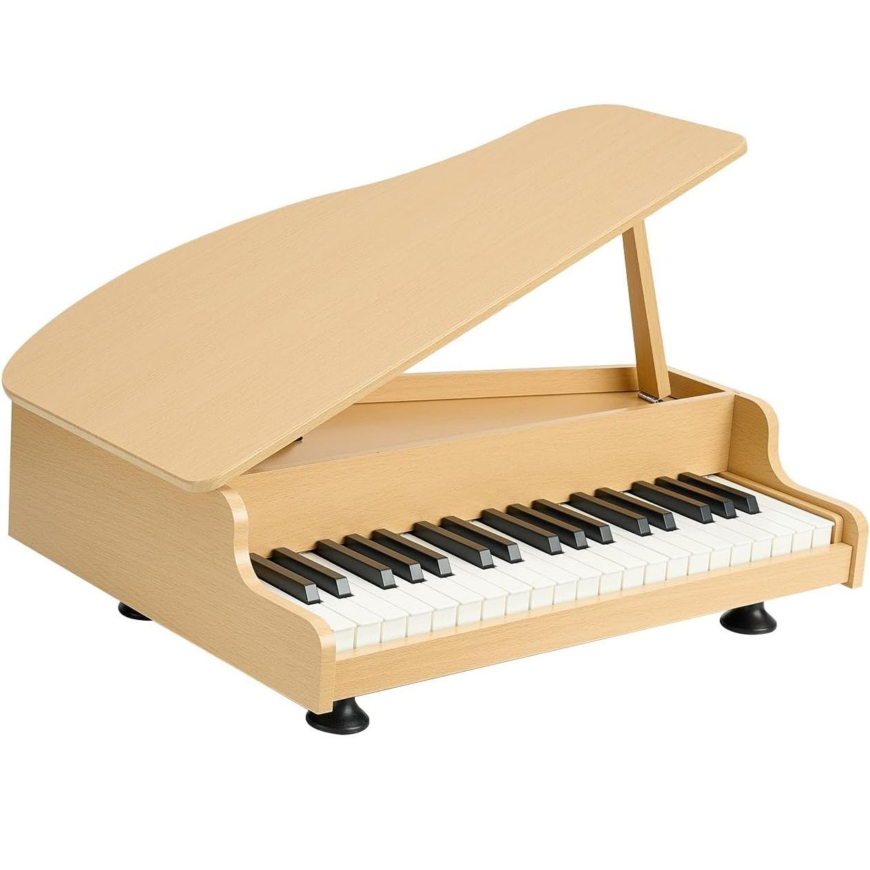 AORTD ミニピアノ 37鍵盤 木製 グランドピアノ 電子ピアノ 子供用 おもちゃ 楽器 玩具 赤ちゃん ベビー 音楽知育 ギフト プレゼント P-37 ブラック