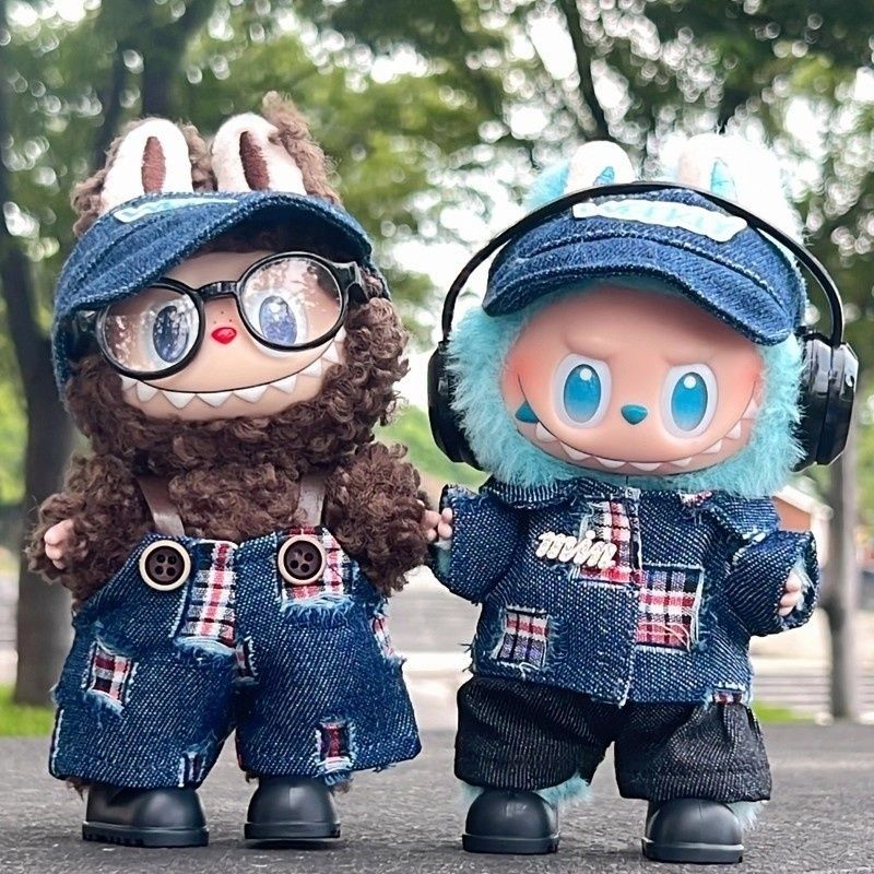 Nobu.ぬい服 ぬいぐるみ服 labubu ラブブ ダメージ風 オーバーオール