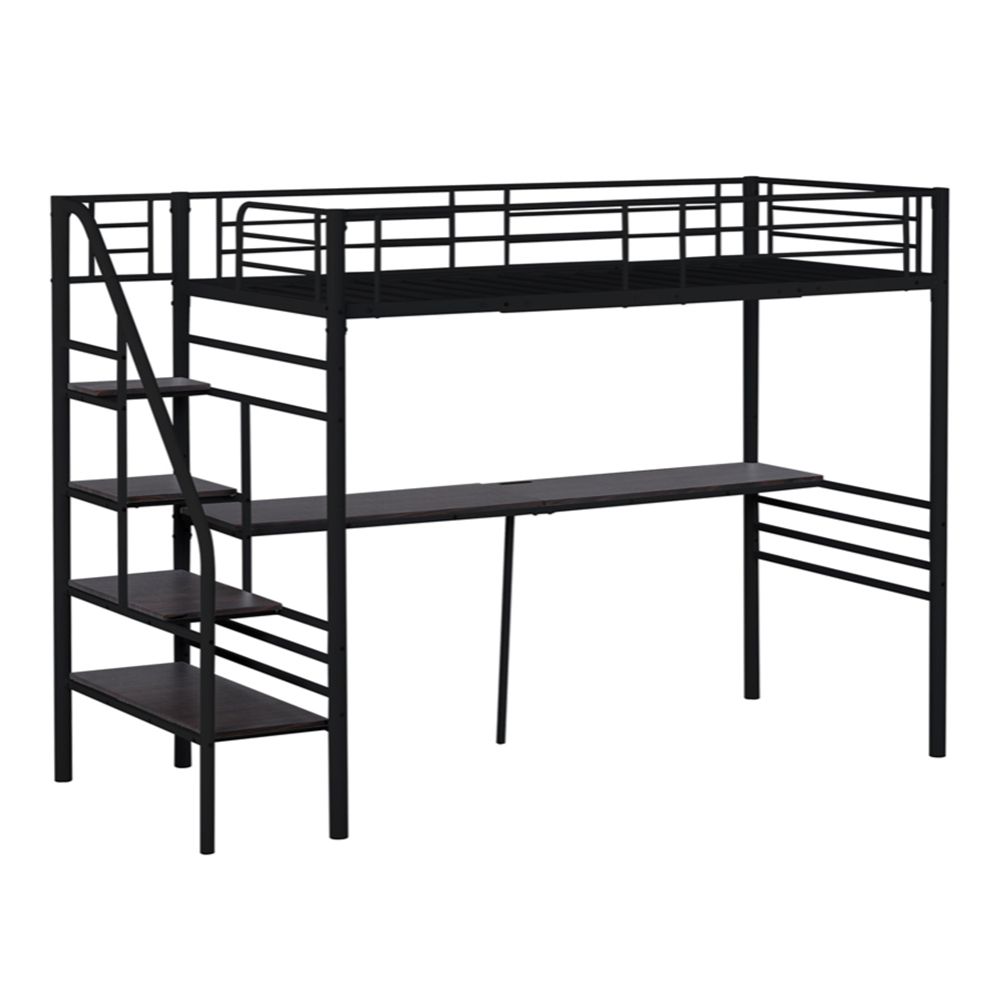 階段付きパイプベッド シングル コンセント付き収納子供ベッドスチール耐震ベッド ロフトベッド 階段付き パイプベッド シングル コンセント付き