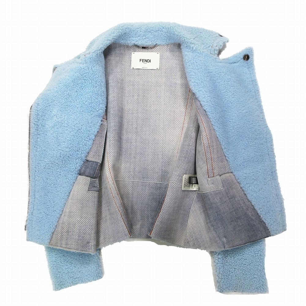 FENDI フェンディ ラム ムートン ダブルライダース ジャケット 