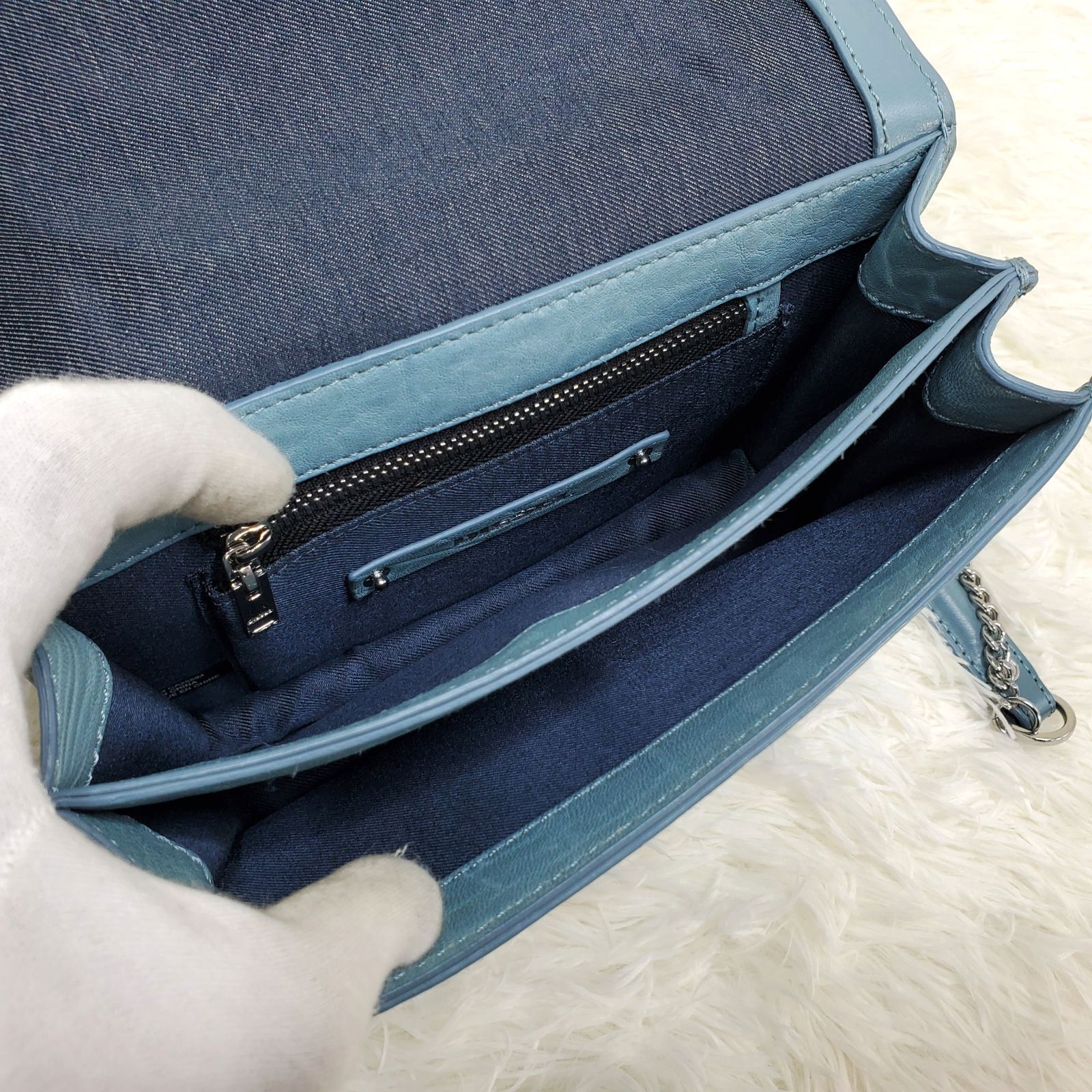 DIESEL ディーゼル チェーンショルダーバッグ ジッパー ブルー