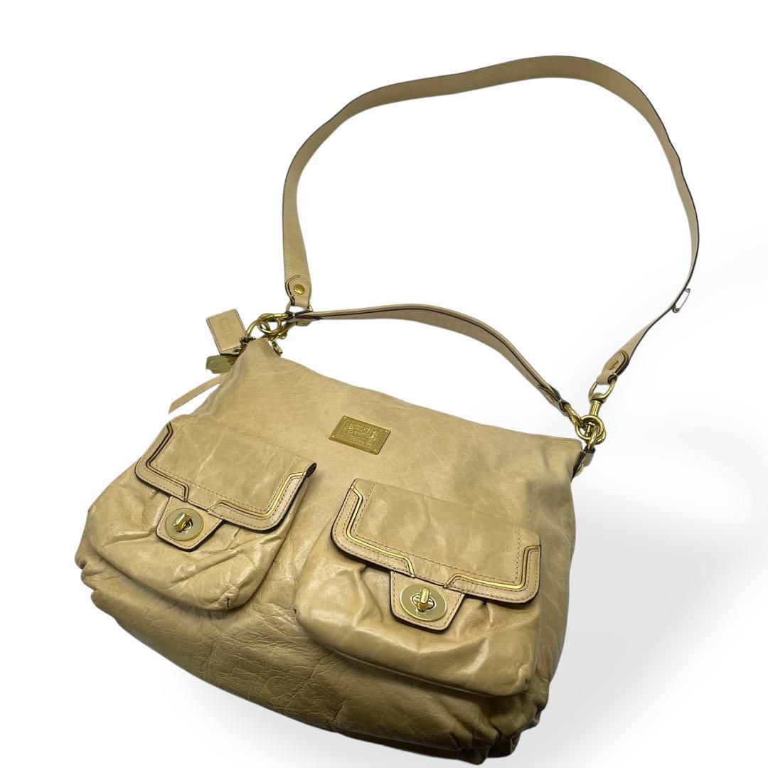 美品 COACH コーチ ポピー 2way ショルダーバッグ ターンロック