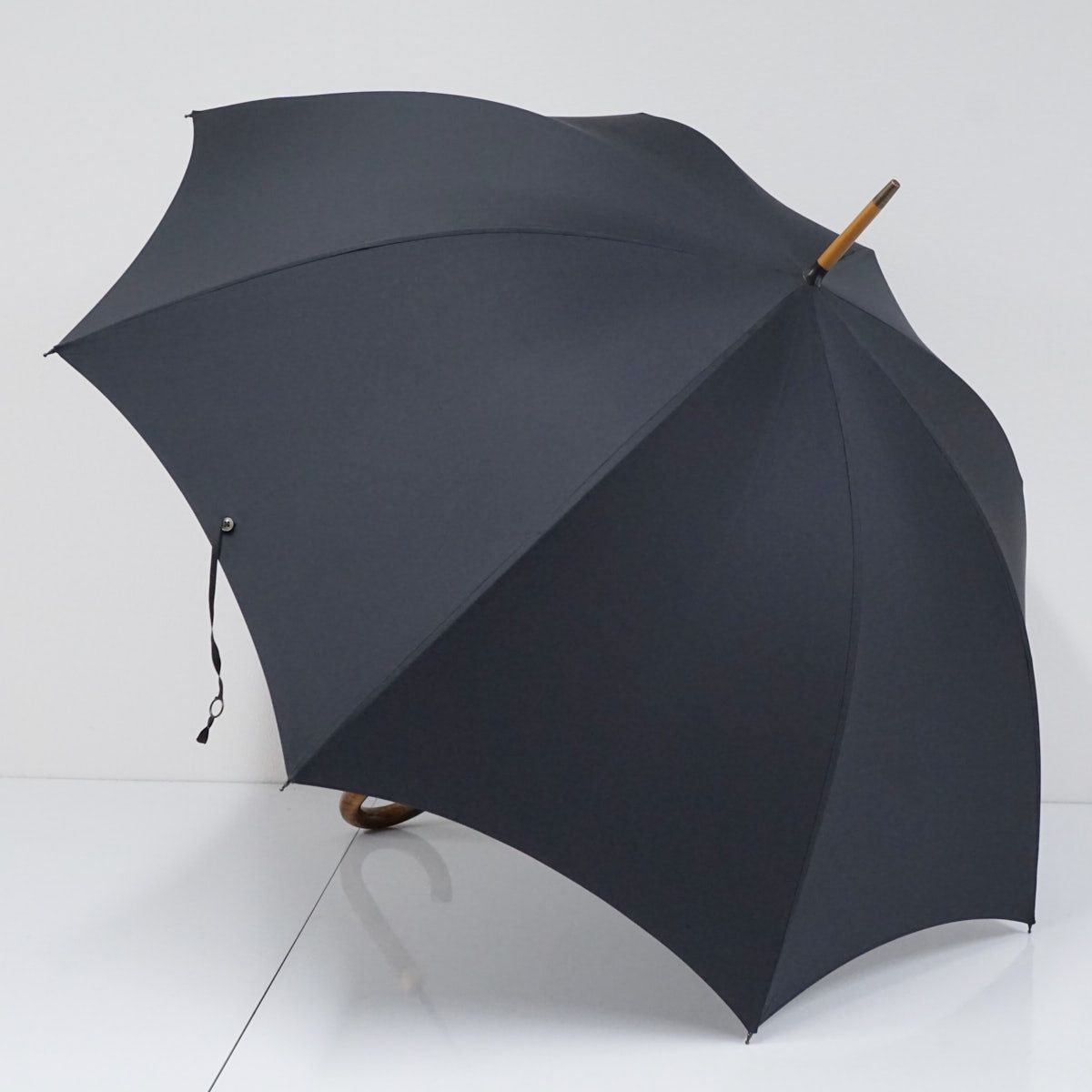 紳士傘 FOX UMBRELLAS フォックスアンブレラズ GT18 Horn Inset ホーンインセット シングル 傘 メンズ ブラック 無地 63cm S3234