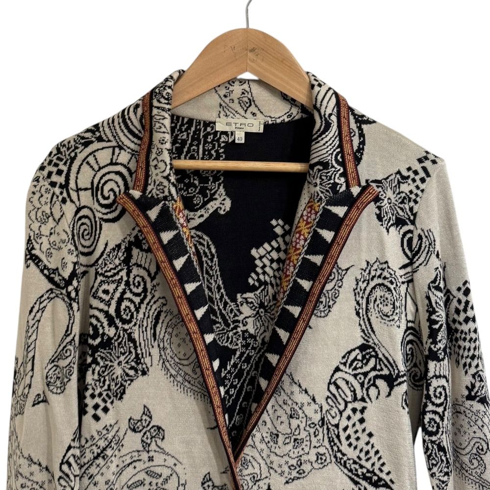 美品 ETRO エトロ ペイズリー柄 シルク100％ ニット テーラード