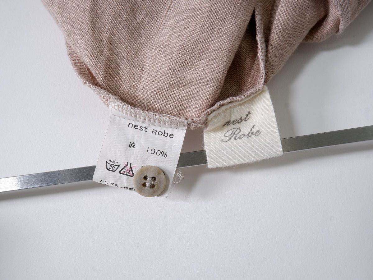 nest robeネストローブ 製品染めリネン スクエアネック 2WAYタック  