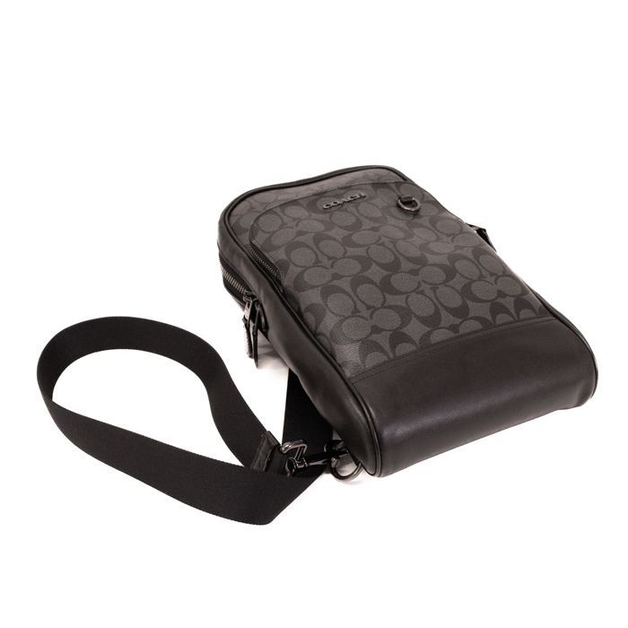 COACH ボディバッグ グレー×黒 89937 レザー×PVC シグネチャー
