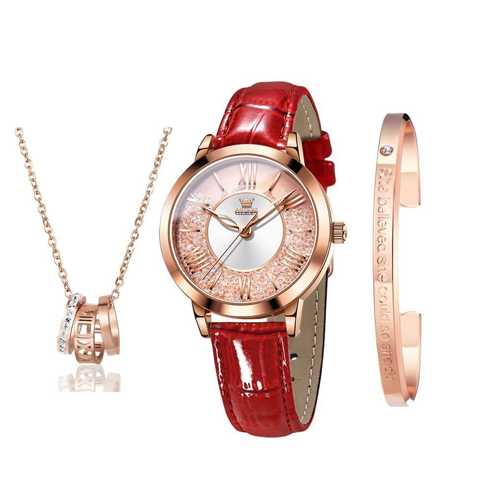 在庫処分 women for watch プレゼント 母の日 彼女へ OLEVS ネックレス ブレスレット 女性用 時計 時計 流砂 クォーツ ギフトボックスセット ビジネス 女性 シンプル クラシック おしゃれ 腕時計 レディース