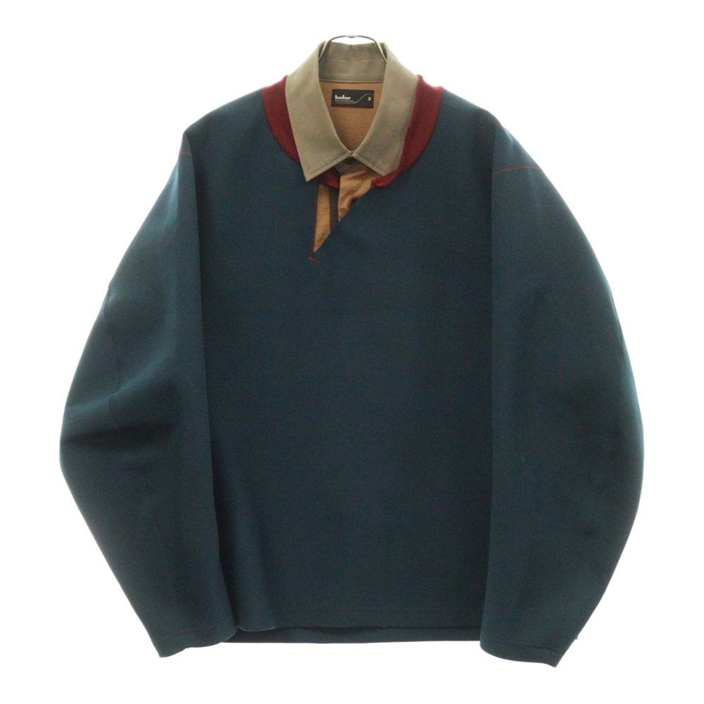 kolor (カラー) 23AW ダンボールニット ドッキングデザイン 襟付きスウェット トレーナー グリーン 23WCM-T01202