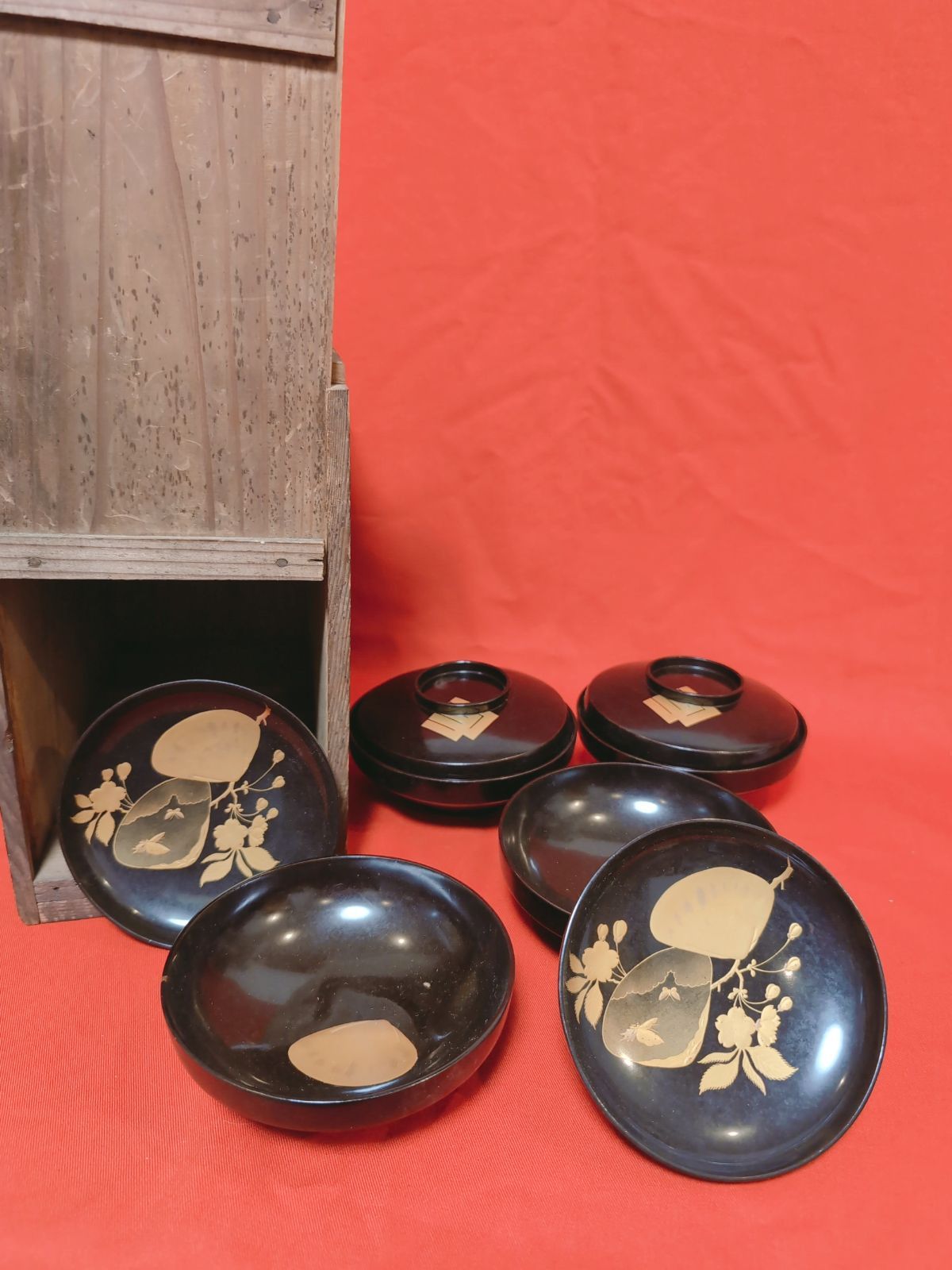 漆器 椀 5個セット 金箔装飾 貝合わせ 源氏香